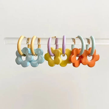 DAIIIBABYYY  -  Colorful Enamel Flower Stainless Steel Ear Buckle Dopamine Sweet Earrings Girls Birthday Party Friendship Jewelry Gifts